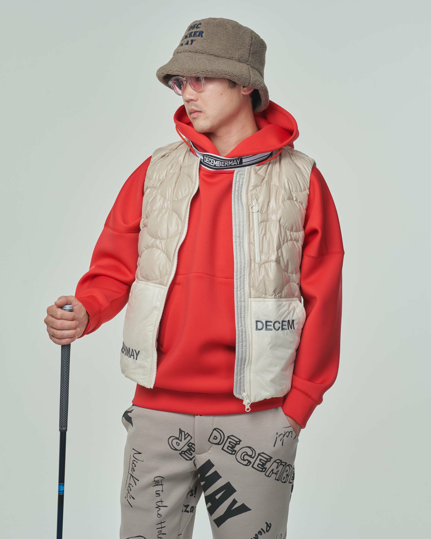 ディセンバーメイ Color scheme quilting down vest Color