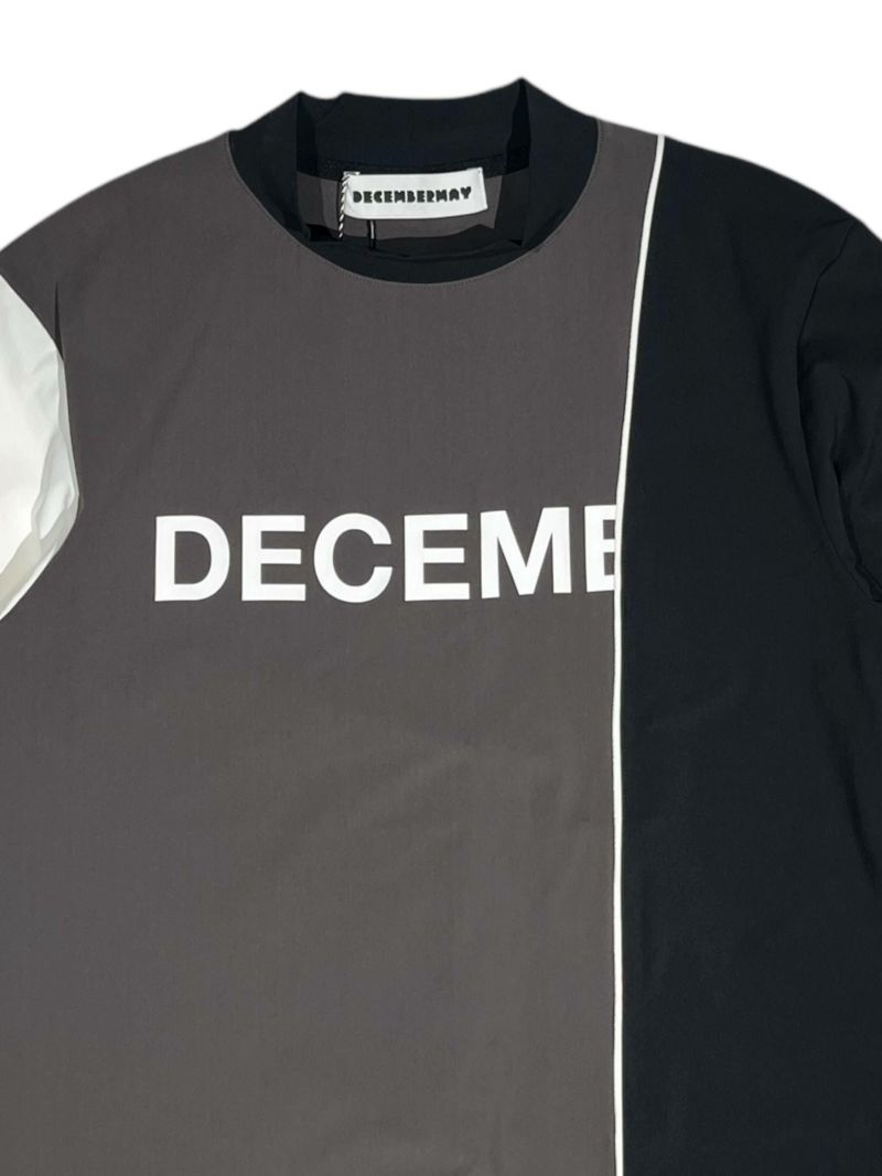 Bi-color logo mock neck half sleeve shirt/ WOMEN | DECEMBERMAY
