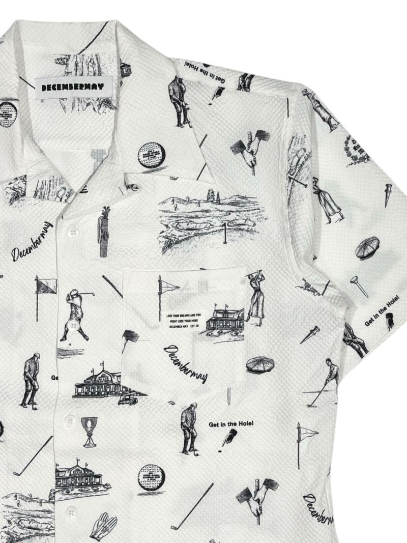 DECEMBER MAYメンズゴルフシャツ XL ホワイト Vintagegolf seersucker shirt/ MEN | DECEMBERMAY